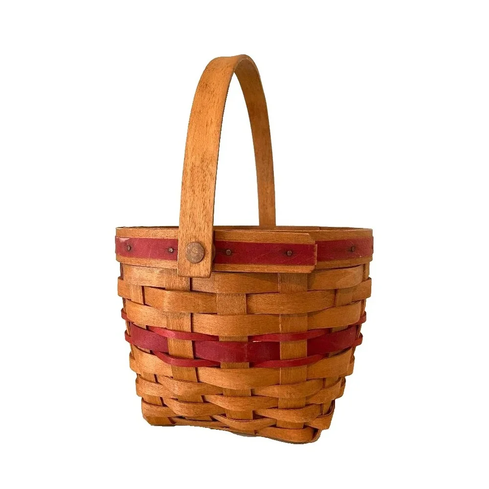 VTG Longaberger Christmas Collection 1994 Jingle Bell Basket w/ Imperial Stripe